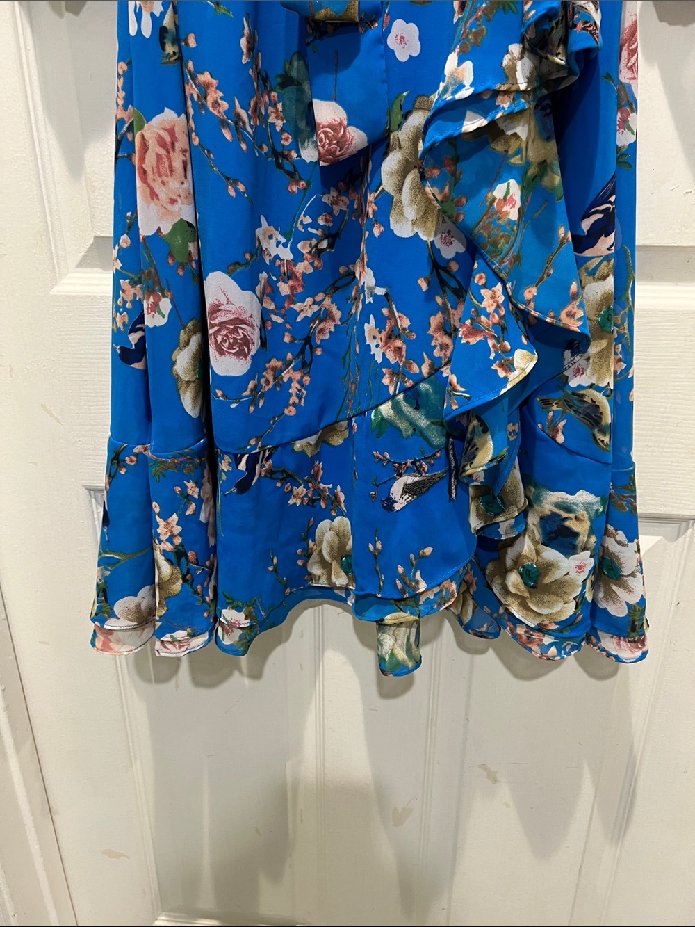 Walter Baker Bright Blue Floral Ruffle Midi Dress - Picture 7 of 9